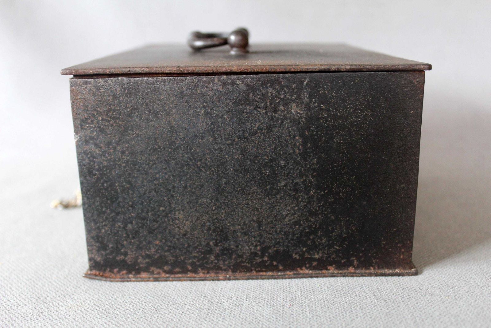 photo furniture Antique Heavy And Solid French Metal Cash Box, Safe, One Key, Industrial Money Box, Storage Box, Strong Box, Secret Treasure Box