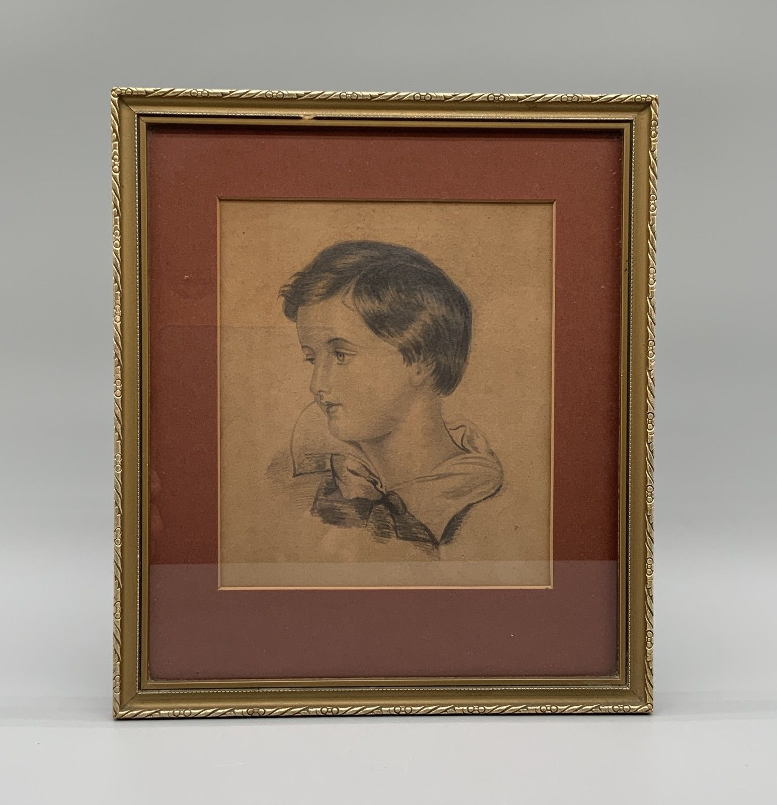Pair 19th Century Antique Portrait Pencil Drawings Manner Of Sir Thomas Lawrence photo vinterior