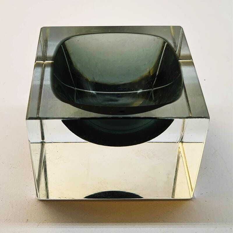 1960s Square Ashtray In Murano Glass Flavio Poli For Seguso With Original Certificate And Label. photo Home Decor