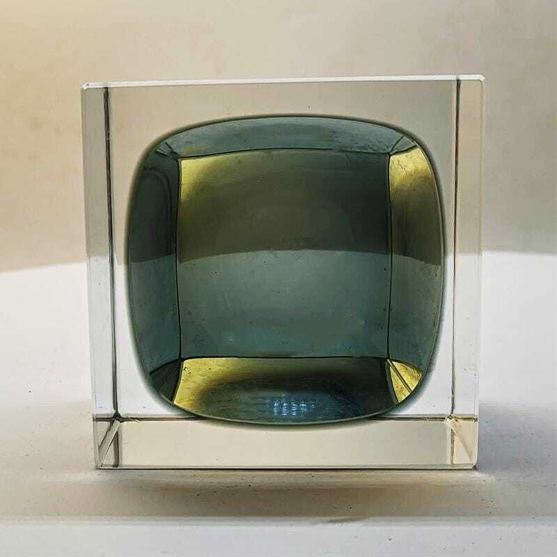 1960s Square Ashtray In Murano Glass Flavio Poli For Seguso With Original Certificate And Label. photo buy