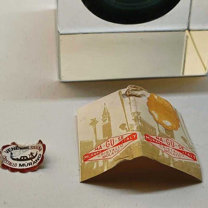 photo for sale 1960s Square Ashtray In Murano Glass Flavio Poli For Seguso With Original Certificate And Label.