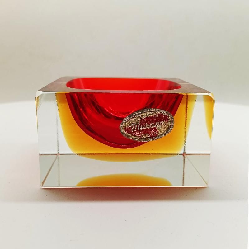 1960s Stunning Handcrafted Square Ashtray Or Catch All In Murano Glass By Flavio Poli For Seguso. photo buy