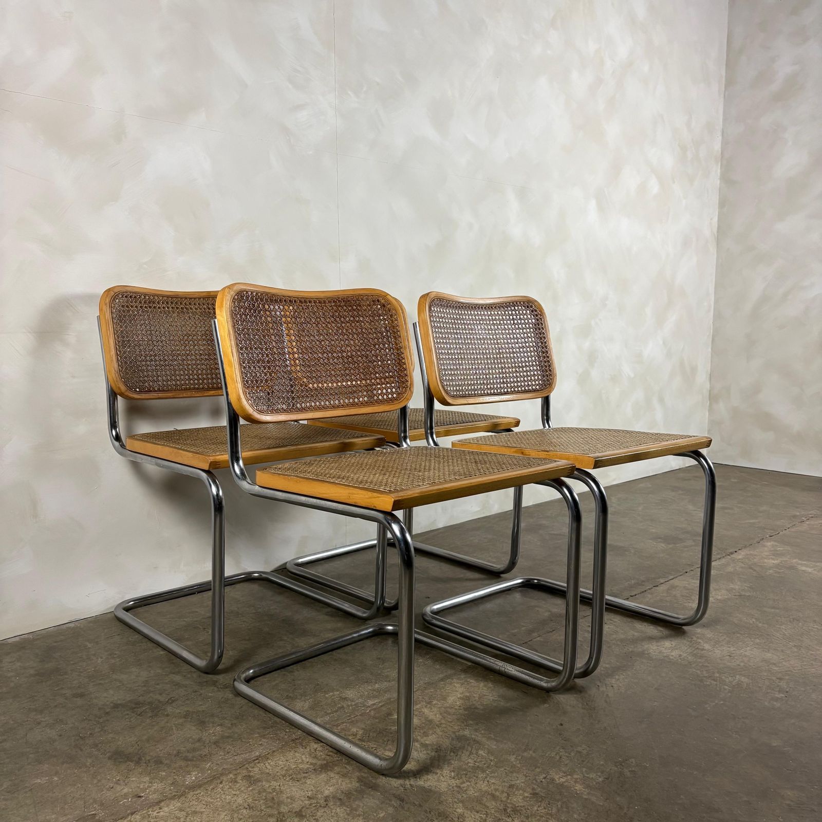 Four Marcel Breuer Cesca Brass Dining Chairs Mid Century Retro Mcm photo buy