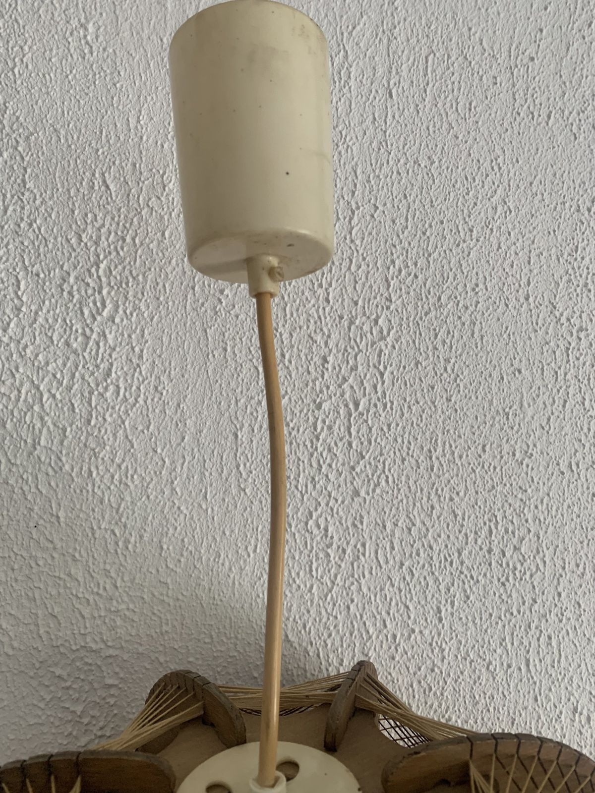 Vintage 1960s Scandinavian Pendant Light, Wire And Wood Chandelier   30 X 21 Cm photo buy