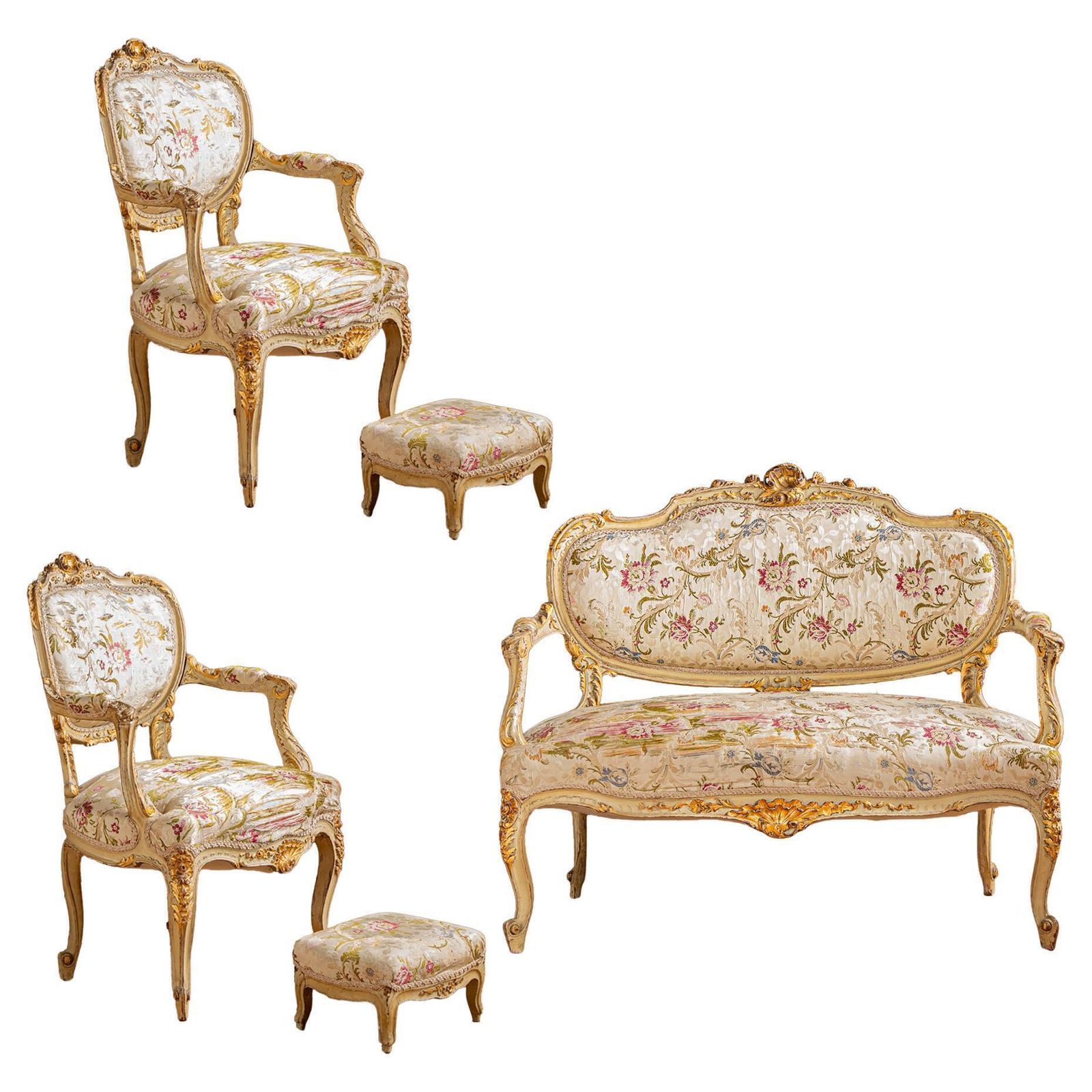 photo buy A 19th Century Italian Louis XV–Style Giltwood Salon Suite
