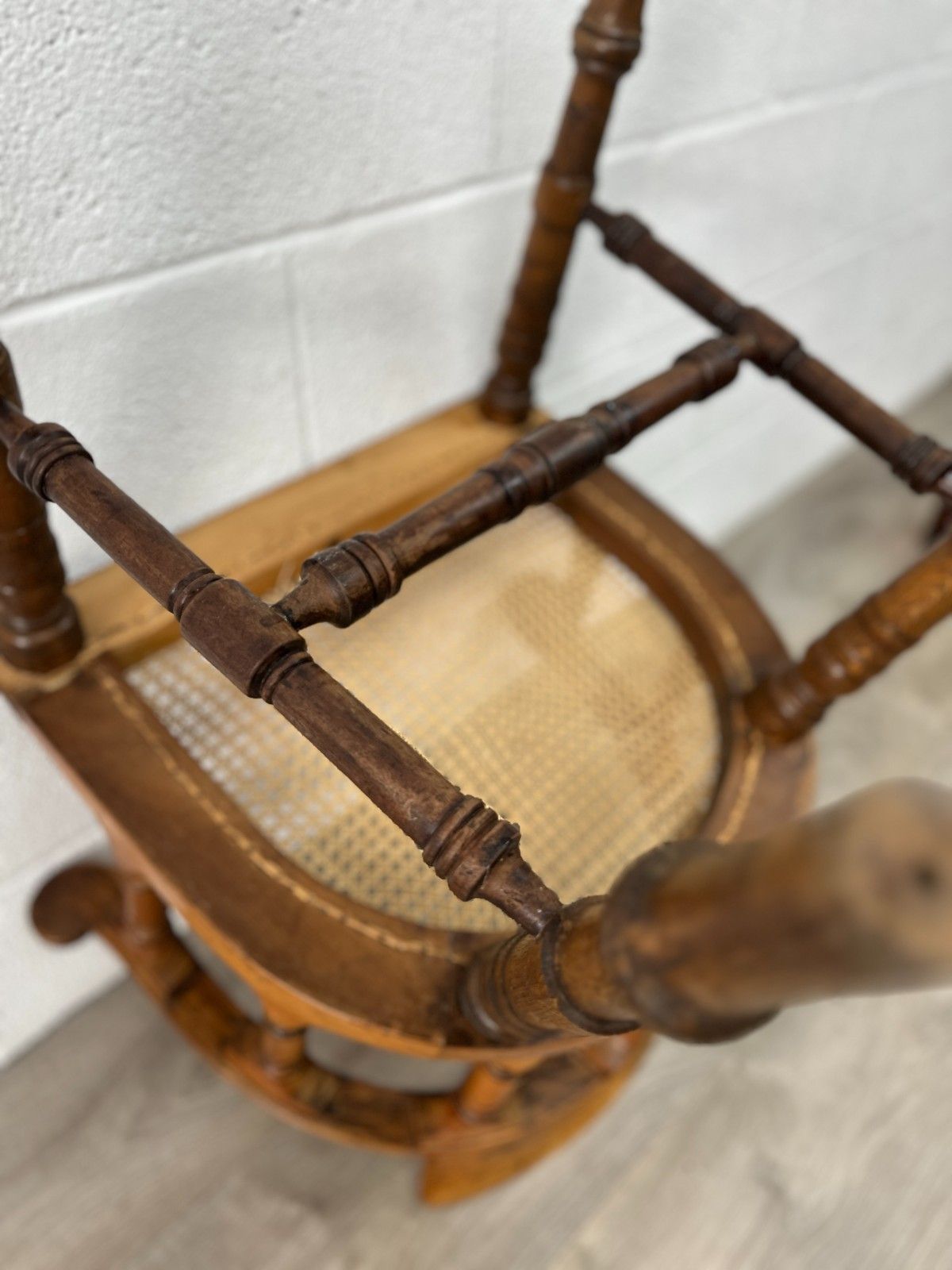 photo for sale Victorian Mahogany & Oak Captain Chair Smoker’s Bow Back Seat W/ Cane Antique