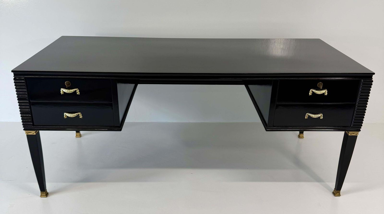 Art Deco Black And Brass Desk, 'Permanente Mobili Cantù', Paolo Buffa, 1950s photo buy
