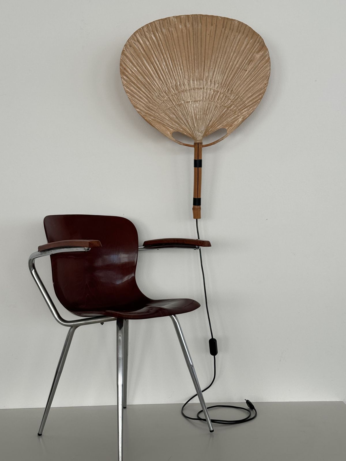 Pair Of Large Organic Uchiwa Wall Sconces By Ingo Maurer, Germany, 1973 photo Lighting