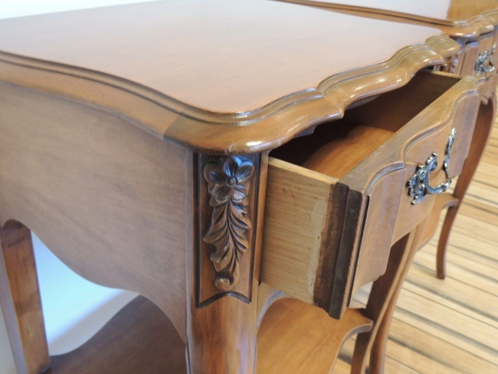 photo for sale Pair Of French Louis Cherry Bedside Tables
