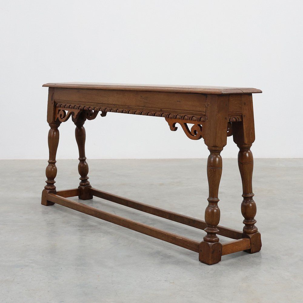 Antique Jacobean Carved Oak Bench, 1600s