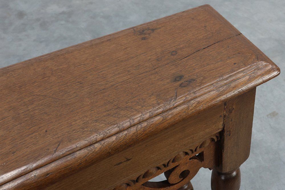 3783.0 Antique Jacobean Carved Oak Bench, 1600s photo