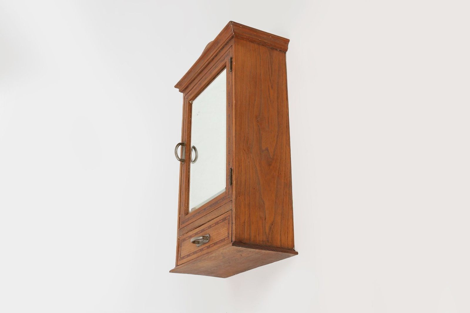 Furniture Art Deco Shaving Cabinet In Oak With Mirror, France, 1930s photo