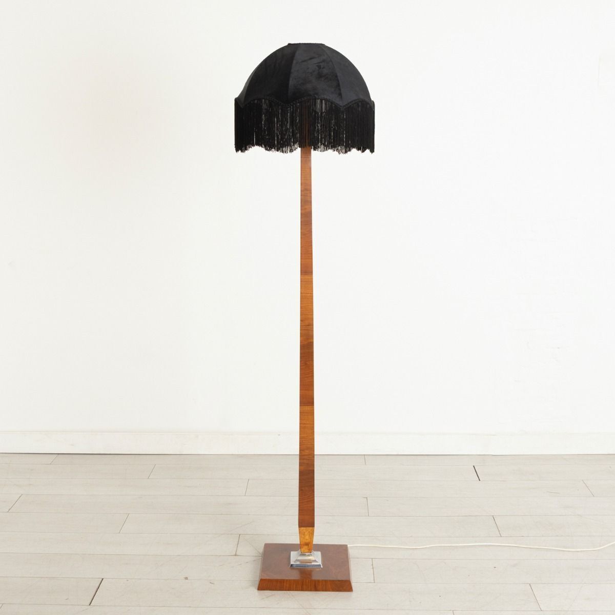 Art Deco Floor Lamp In Mahogany & Figured Walnut, England C.1935