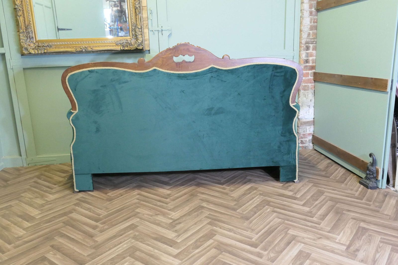 Large 19th Century Reception Salon Chaise In Green Velvet This Is A Large And Very Comfor photo furniture