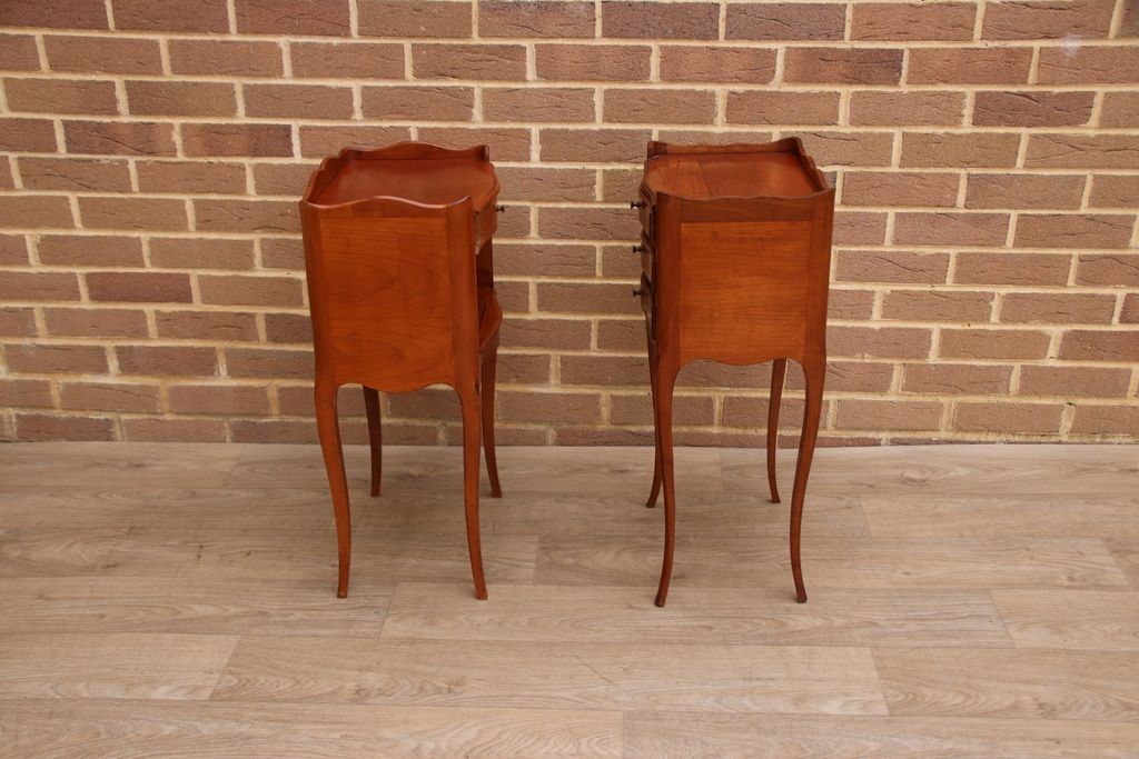 Furniture Pair Of French Louis Cherry Bedside Tables photo