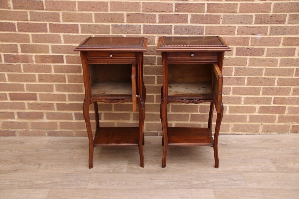 Furniture Pair Of Mahogany Antique Bedside Tables photo