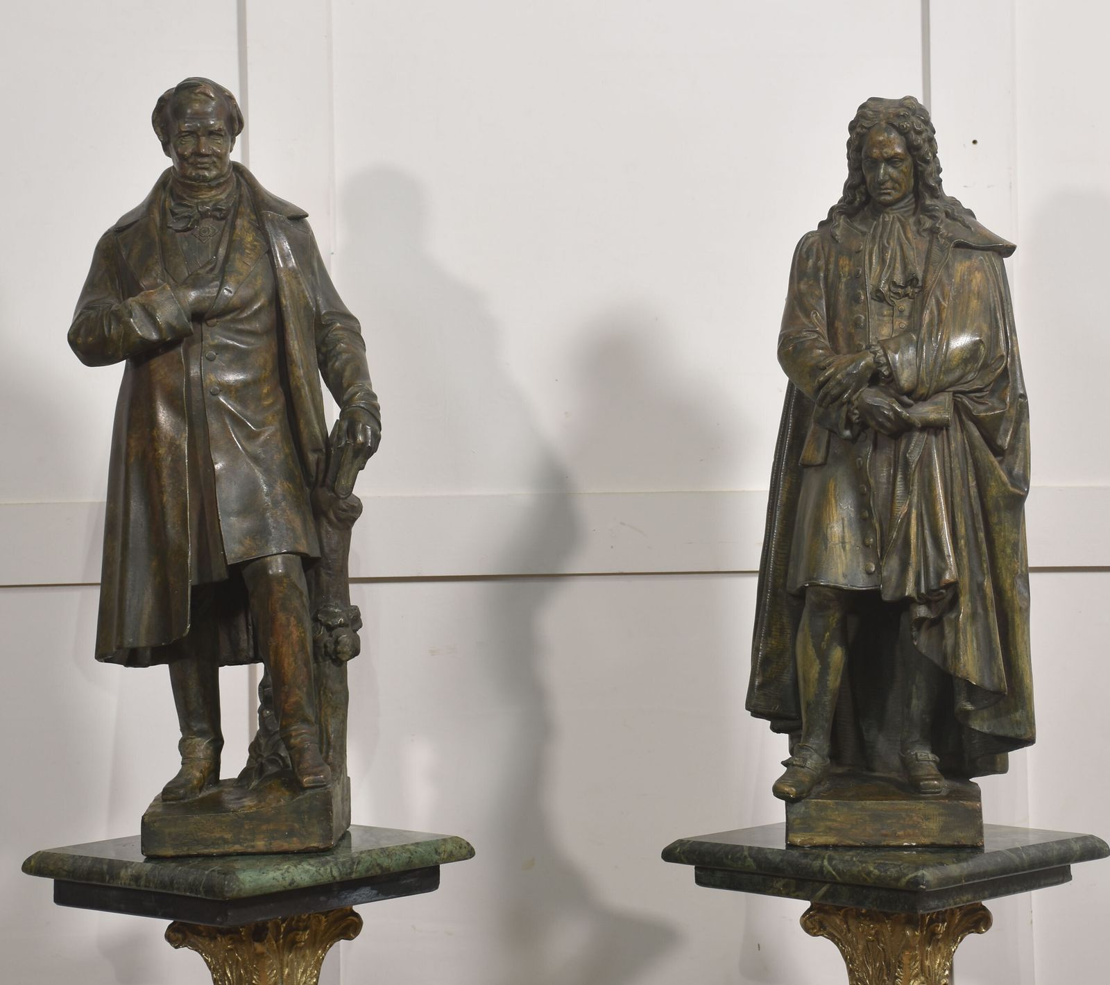 Pair Of Late 19th Century Patinated Chalk Figures By Dopmeier photo vintage