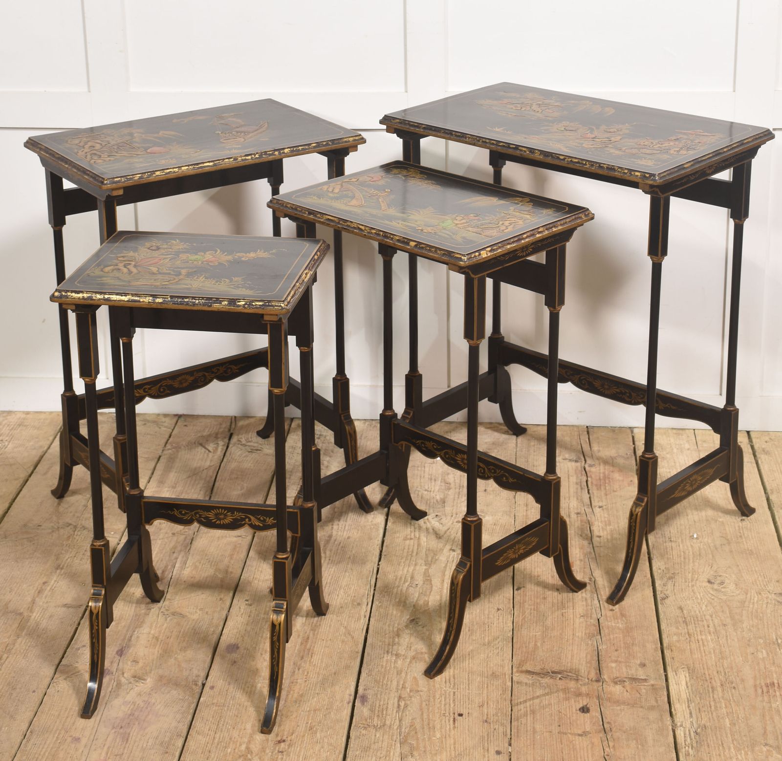 Exceptional Set Of Four Chinoiserie Decorated Nest Of Tables photo Furniture