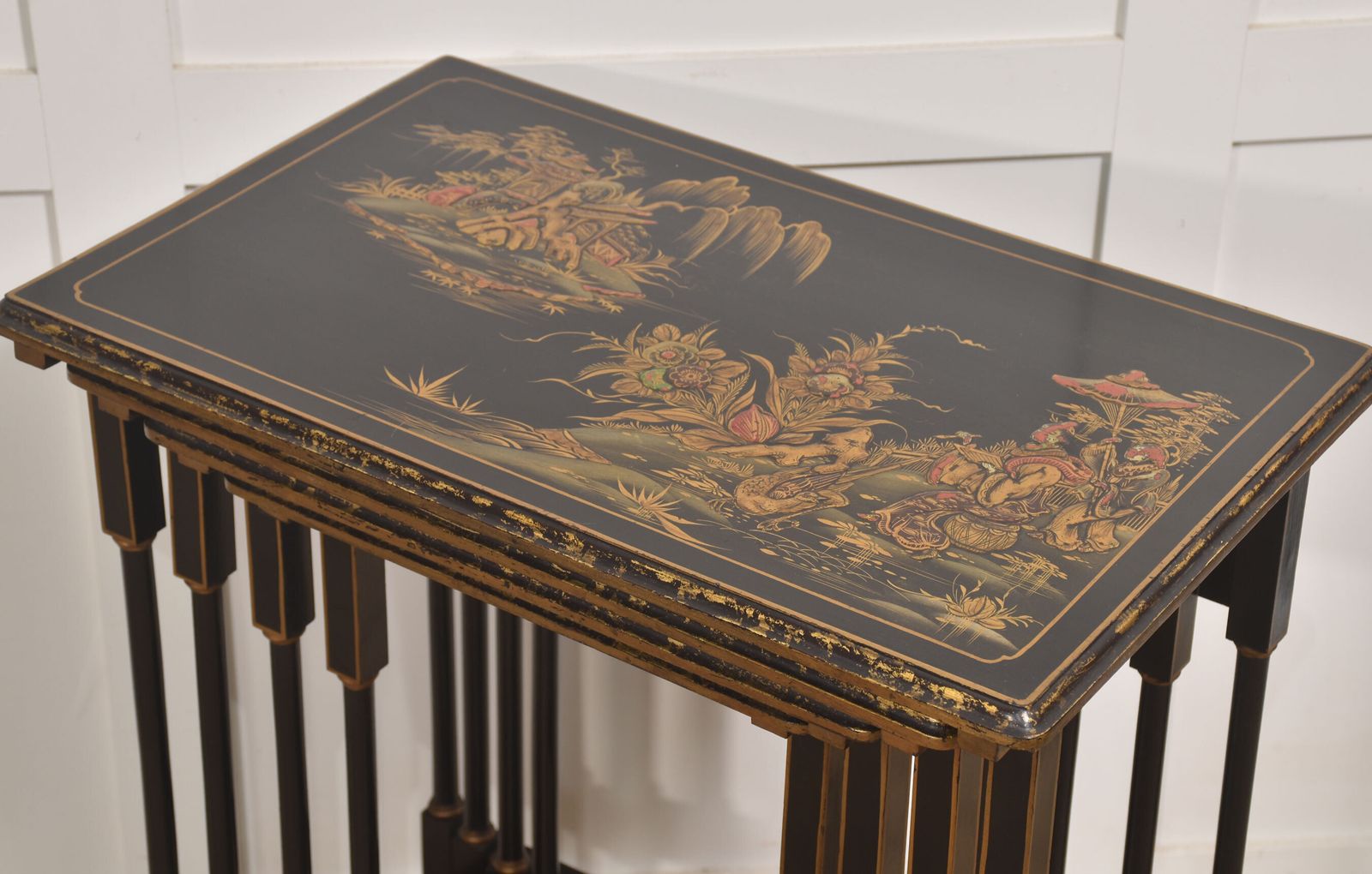 Exceptional Set Of Four Chinoiserie Decorated Nest Of Tables photo vintage