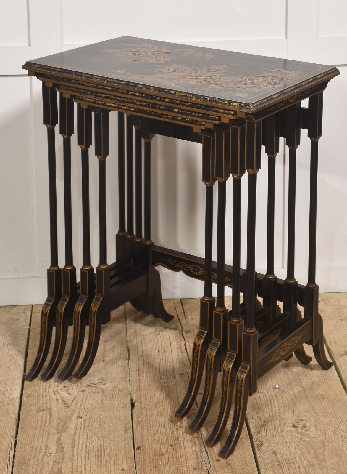 photo for sale Exceptional Set Of Four Chinoiserie Decorated Nest Of Tables