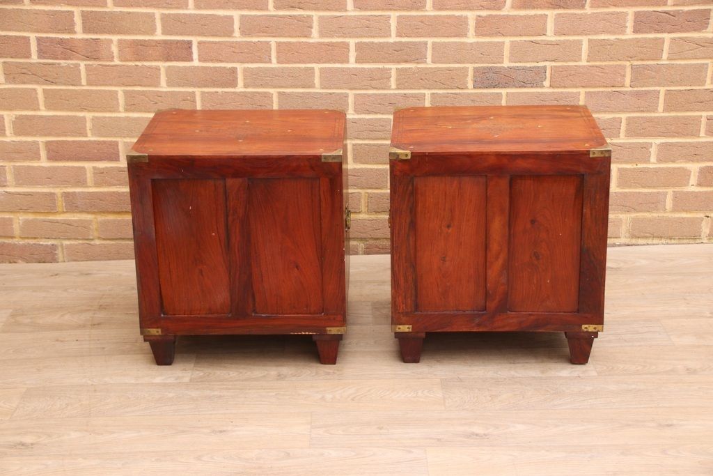 photo furniture Pair Of Rosewood Military Campaign Solid Wood Bedside Tables