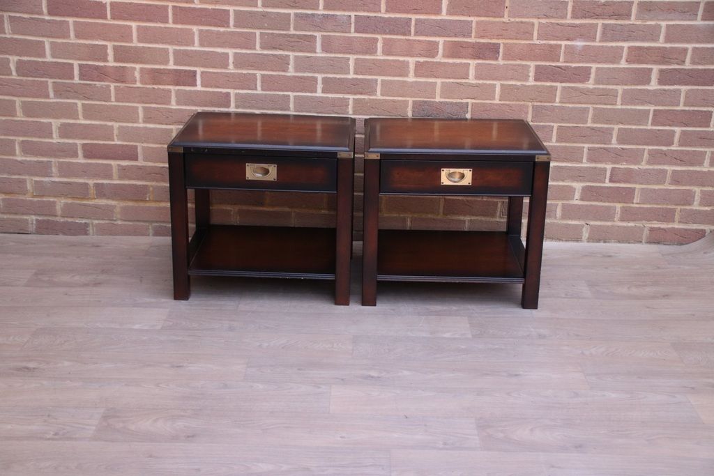 Pair Of Military Campaign Bedside Tables