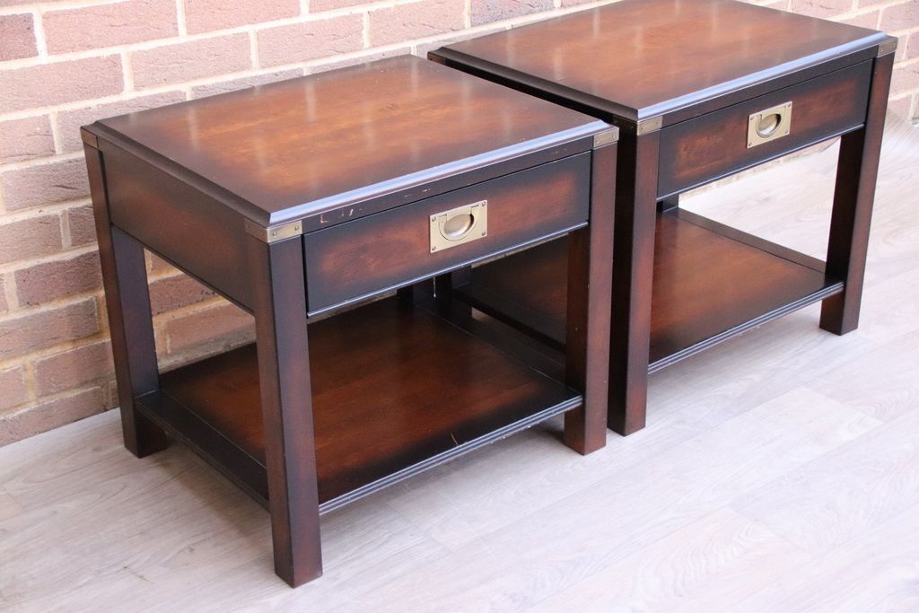Pair Of Military Campaign Bedside Tables photo for sale