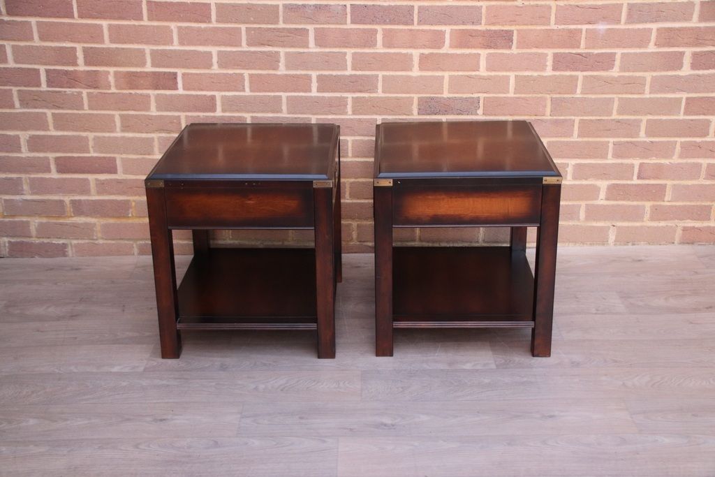 Furniture Pair Of Military Campaign Bedside Tables photo