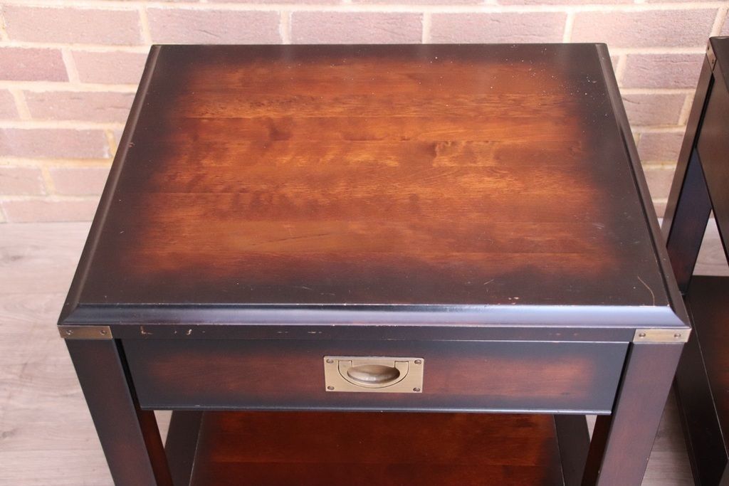 photo vintage Pair Of Military Campaign Bedside Tables