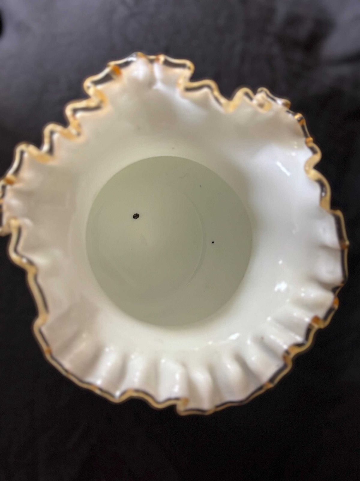 Antique Victorian Steven & Williams Milk Glass Uranium Ruffle Vase Uv Glowing photo vintage