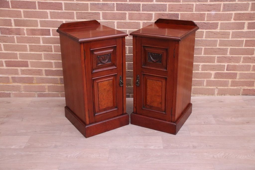 photo for sale Pair Of Antique Mahogany Pot Bedside Tables