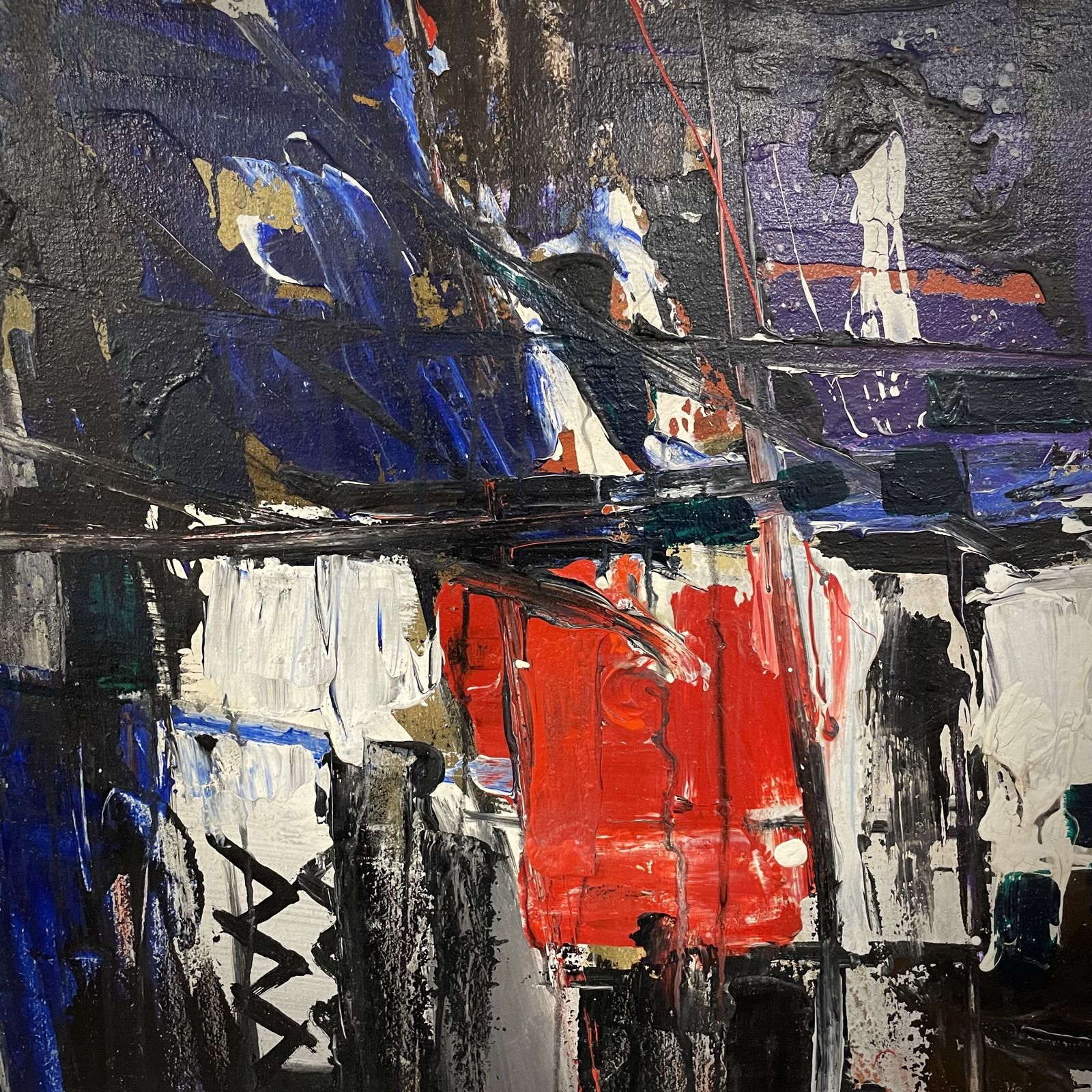 Ewen Mcaslan (1936 2008), 'Traffic No.4'. Acrylic On Board photo furniture