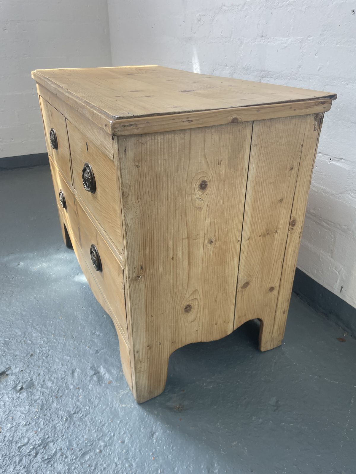 Victorian Pine Chest Of Drawers | Antique 2 Over 1 Configuration | Brass Drop Handles photo for sale