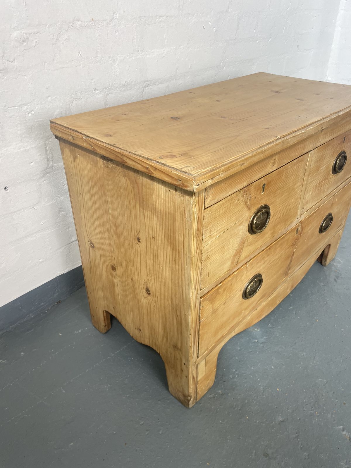 Victorian Pine Chest Of Drawers | Antique 2 Over 1 Configuration | Brass Drop Handles photo Furniture