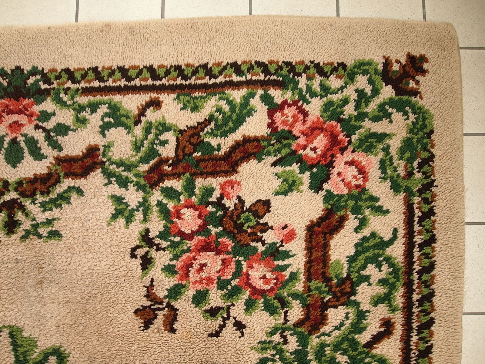 Vintage Belgian Savonnerie Wool Rug With Floral Medallion — 6'5" × 9'8" — 1960s photo for sale