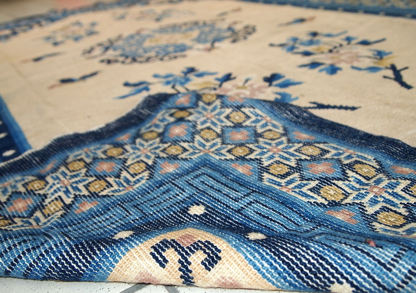 photo for sale Handmade Antique Chinese Peking Wool Rug — 4'2" × 6'3" — 1880s