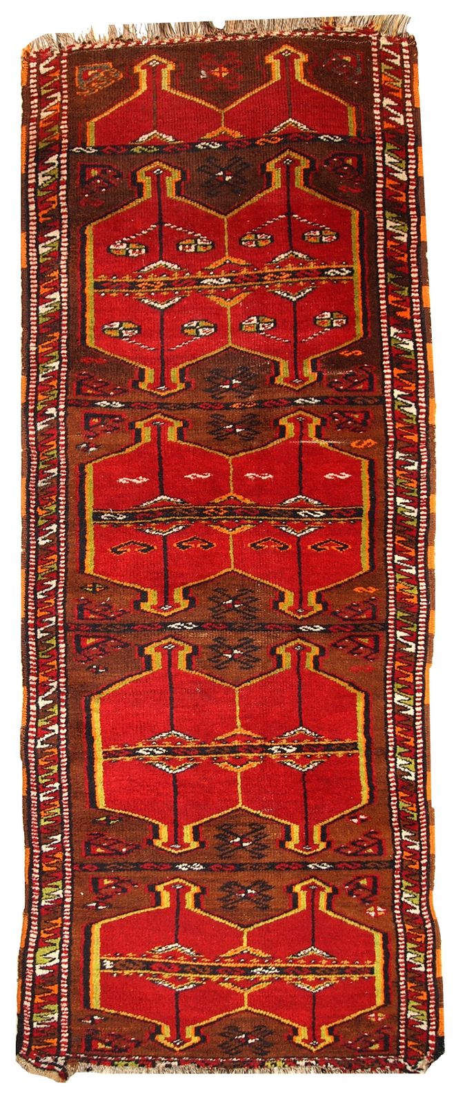 Handmade Antique Turkish Yastik Wool Rug — 2'5" × 6'2" — 1920s