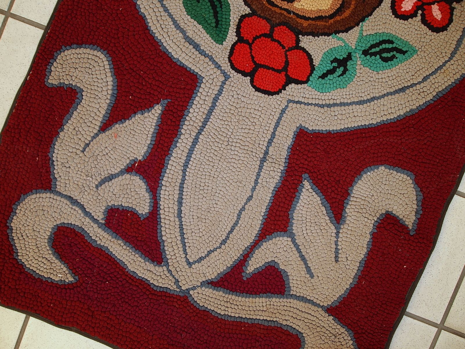 Tapis à points noués américain d'époque en laine, fait main, années 1930 - 67 × 135 cm photo vinterior