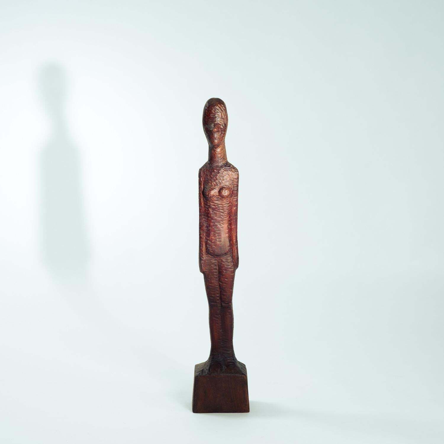 Dutch Brutalist Carved Wood Sculpture Of Womans Figure, Height 95cm, 1970s photo furniture