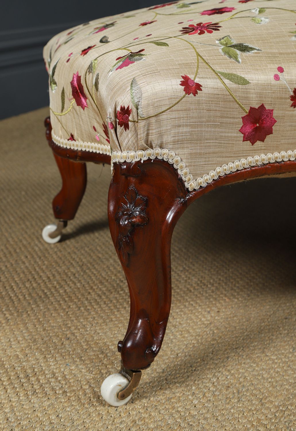 photo buy English Victorian Mahogany Upholstered Chaise Longue Sofa Couch Settee (Circa 1860)