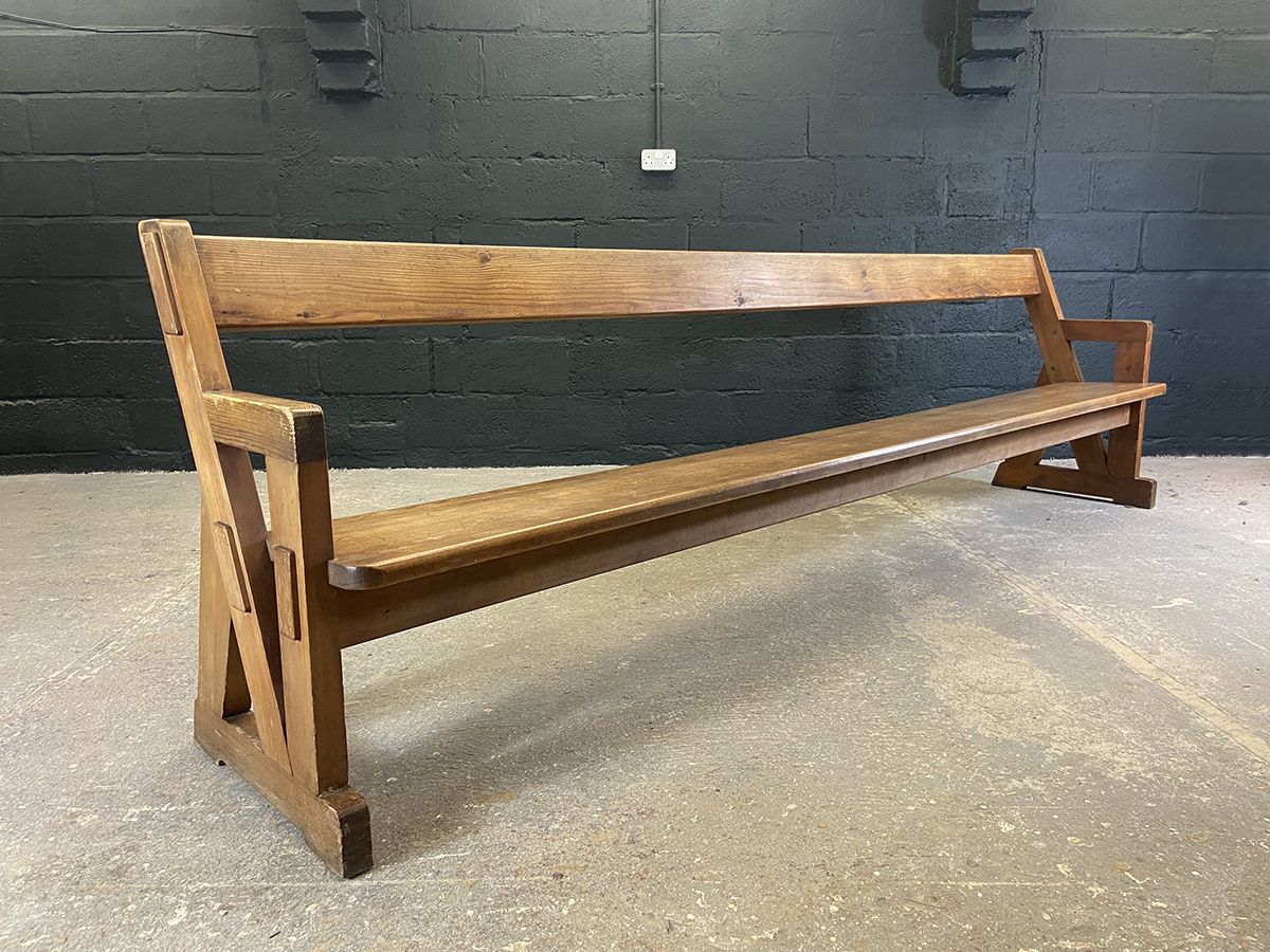 Xl Antique Pine Church Pew From The West Country