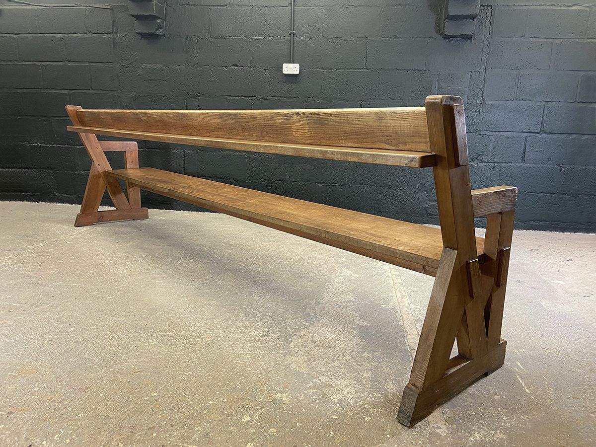 photo vintage Xl Antique Pine Church Pew From The West Country