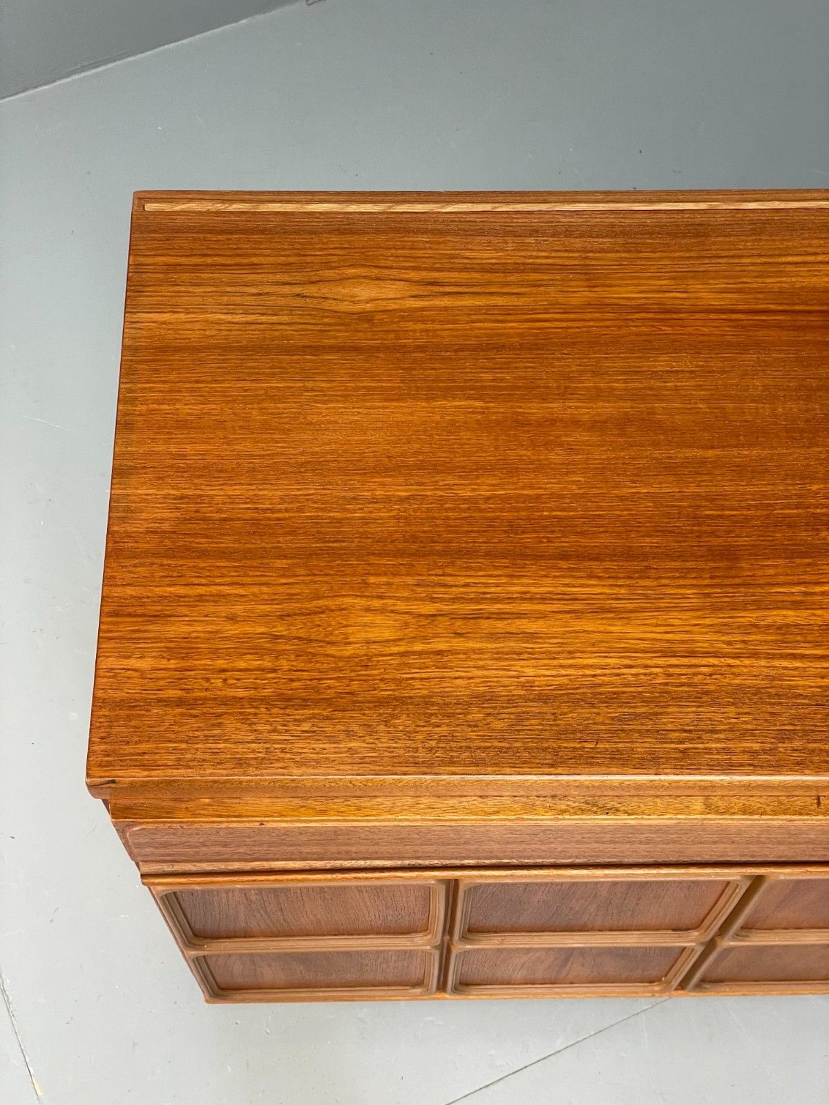 photo buy Vintage McIntosh Teak Sideboard 1970s Retro Drawers Squares Shelves Eb12193