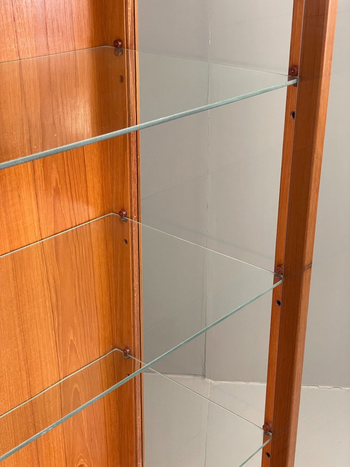 300.0 Vintage 1960s Shelving Unit Glazed Solid Teak Turnidge Of London Eb12207 photo