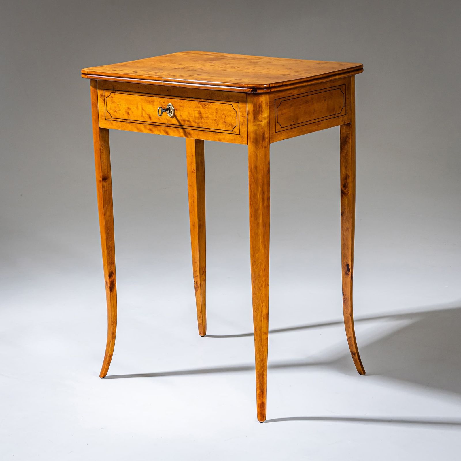 Biedermeier Sewing Table In Birch, Circa 1820 photo for sale
