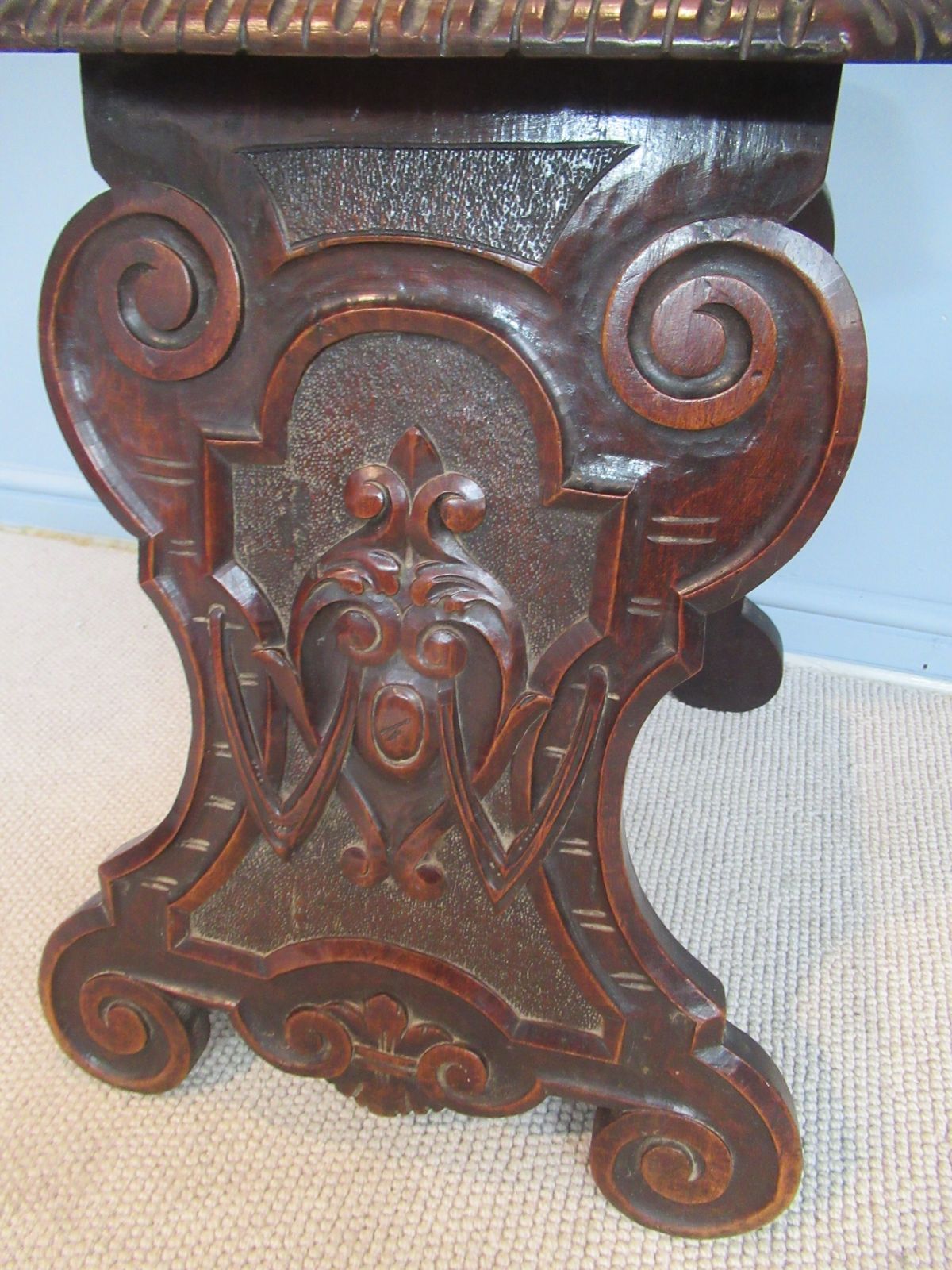 Furniture A Late Victorian Mahogany Carved Side / Hall Chair photo