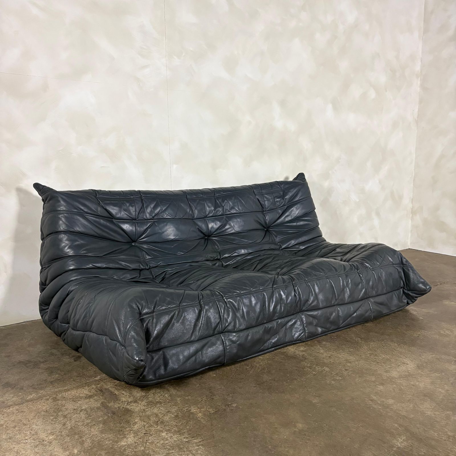 photo for sale Togo Sofa Set Michel Ducaroy Ligne Roset Grey Leather Mid Century Retro Mcm