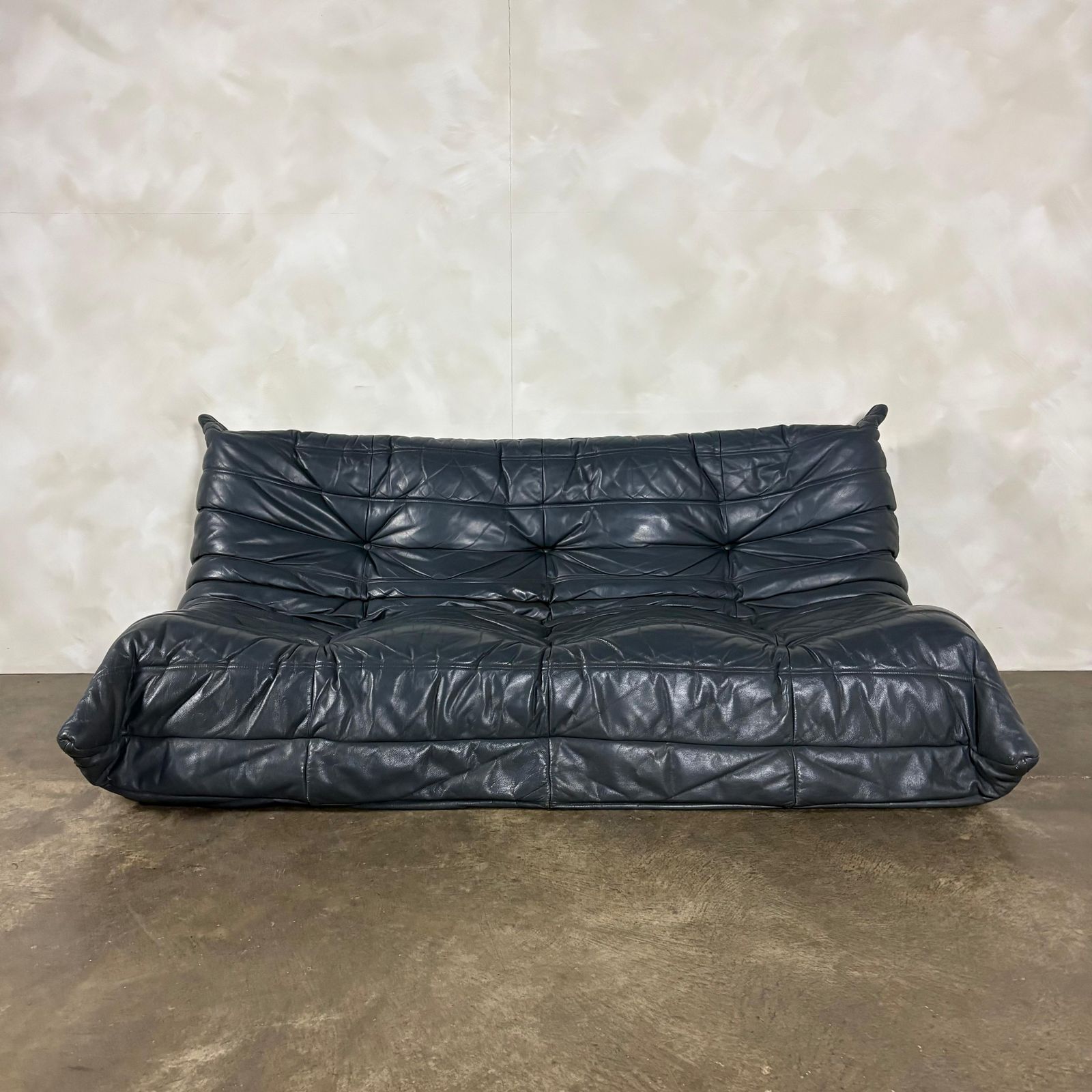 Furniture Togo Sofa Set Michel Ducaroy Ligne Roset Grey Leather Mid Century Retro Mcm photo