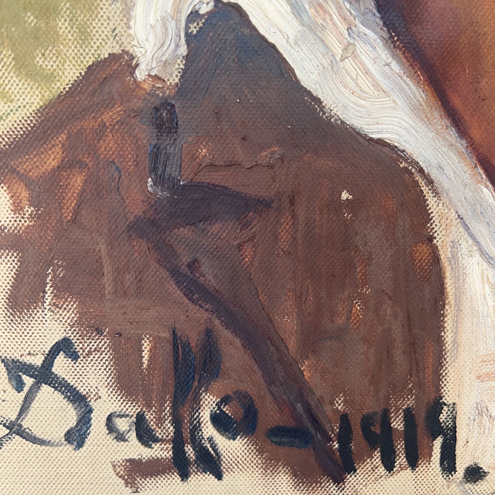 Antique Oil Portrait Painting, Signed & Dated 1919 photo for sale