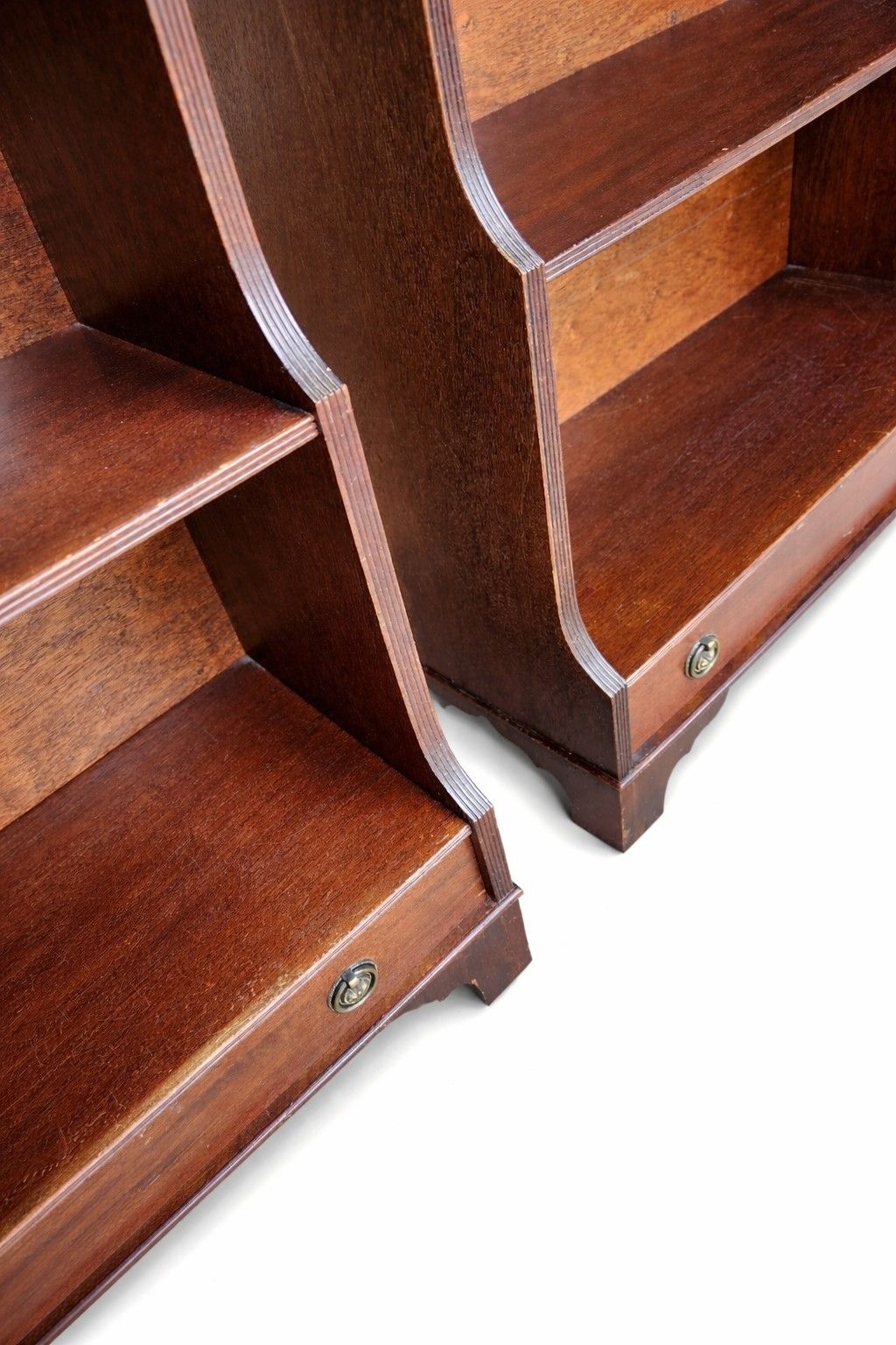2x Freestanding Antique Wooden 19th Century Mahogany Waterfall Bookcase photo Furniture